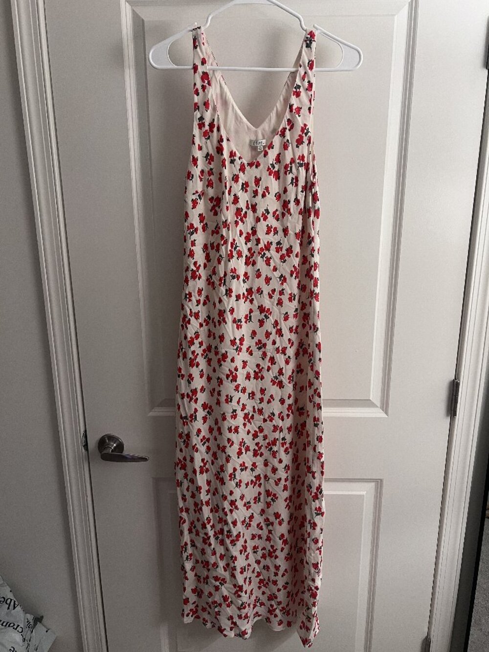 Z Supply Floral V-Neck Maxi Slip Dress in Cream/Red - Size S